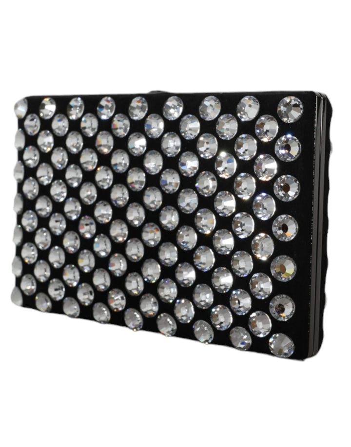 Black Velvet Crystal Clutch Evening Party Handbag