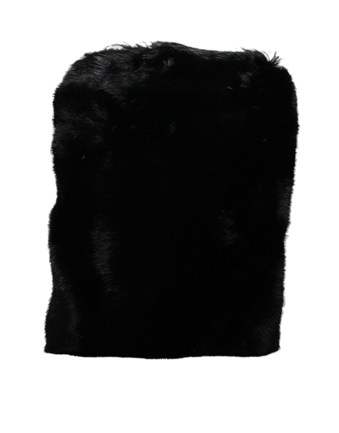 Black Faux Fur Silver Chain Crossbody Shoulder Bag Handbag