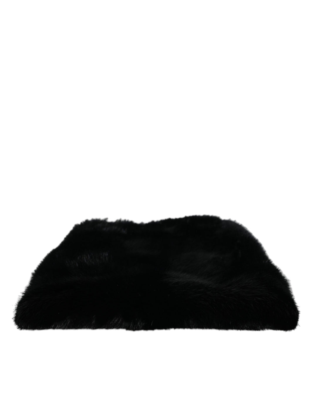 Black Faux Fur Silver Chain Crossbody Shoulder Bag Handbag