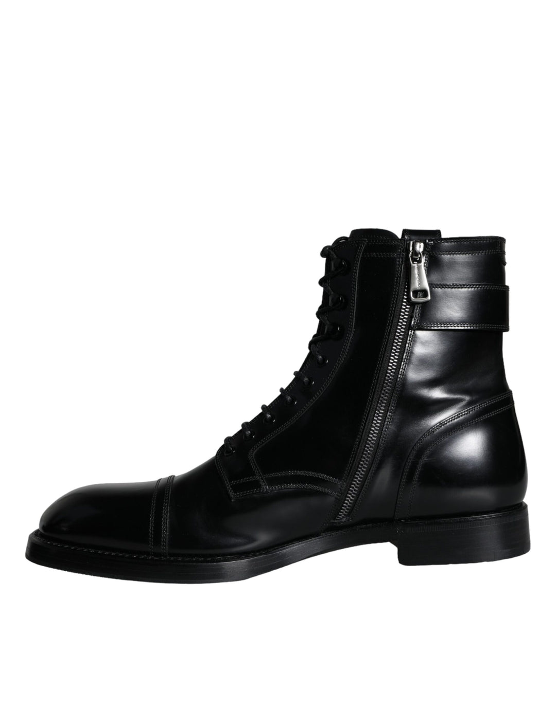 Dolce & Gabbana Schwarz Logo Lace Up Mid Calf Männer Stiefel Schuhe