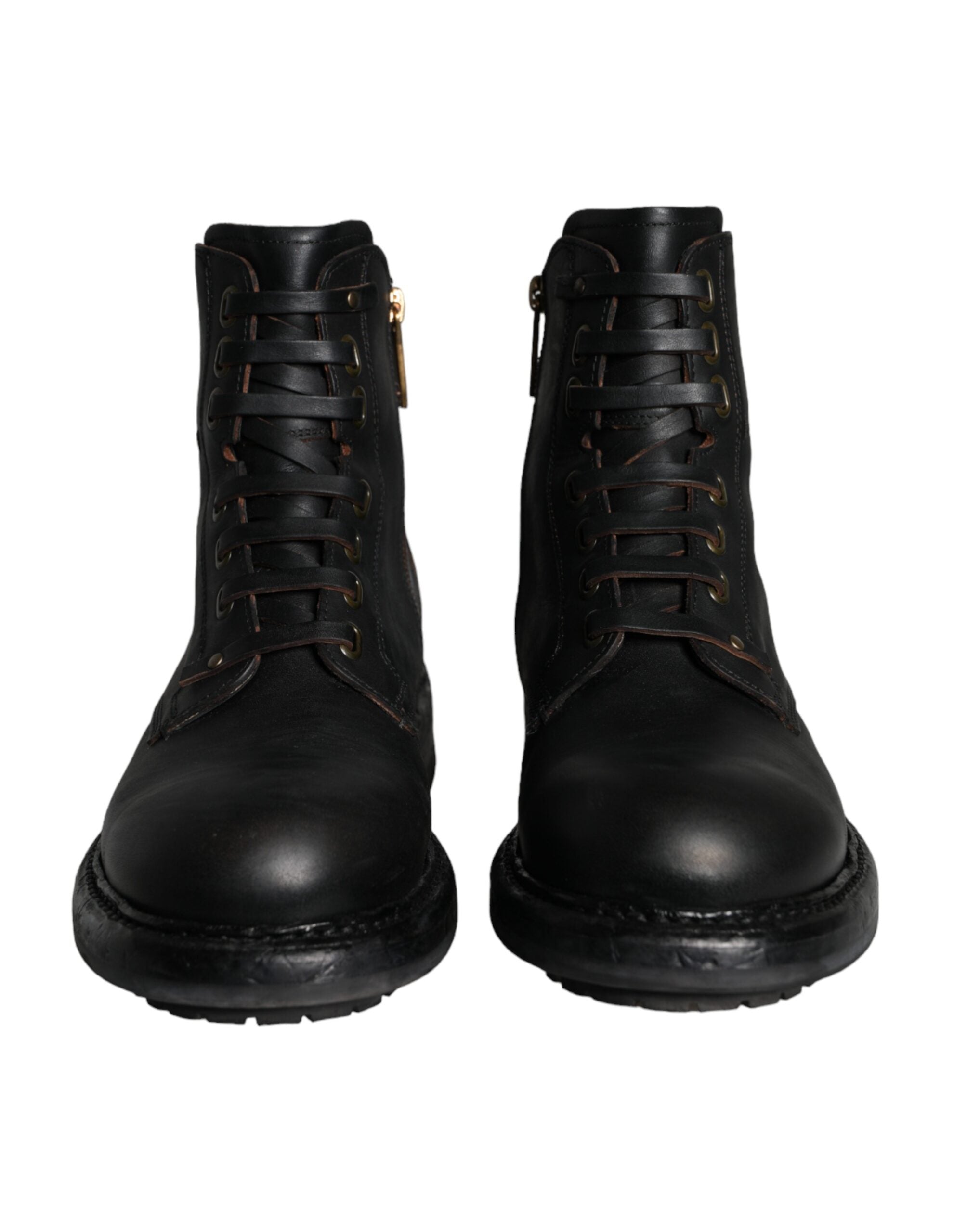 Black Lace-up Boots Mid Calf Boots Men Shoes
