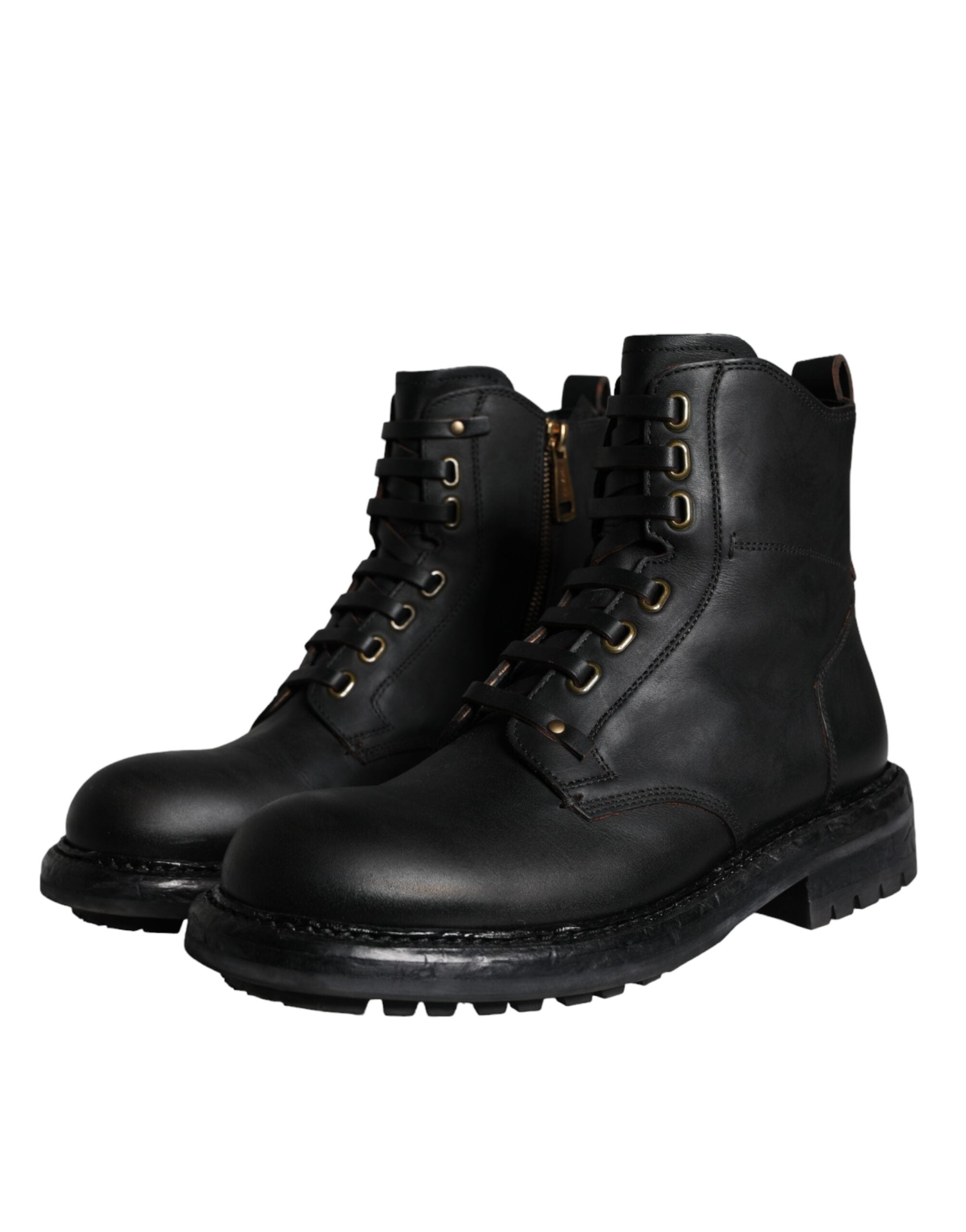 Black Lace-up Boots Mid Calf Boots Men Shoes