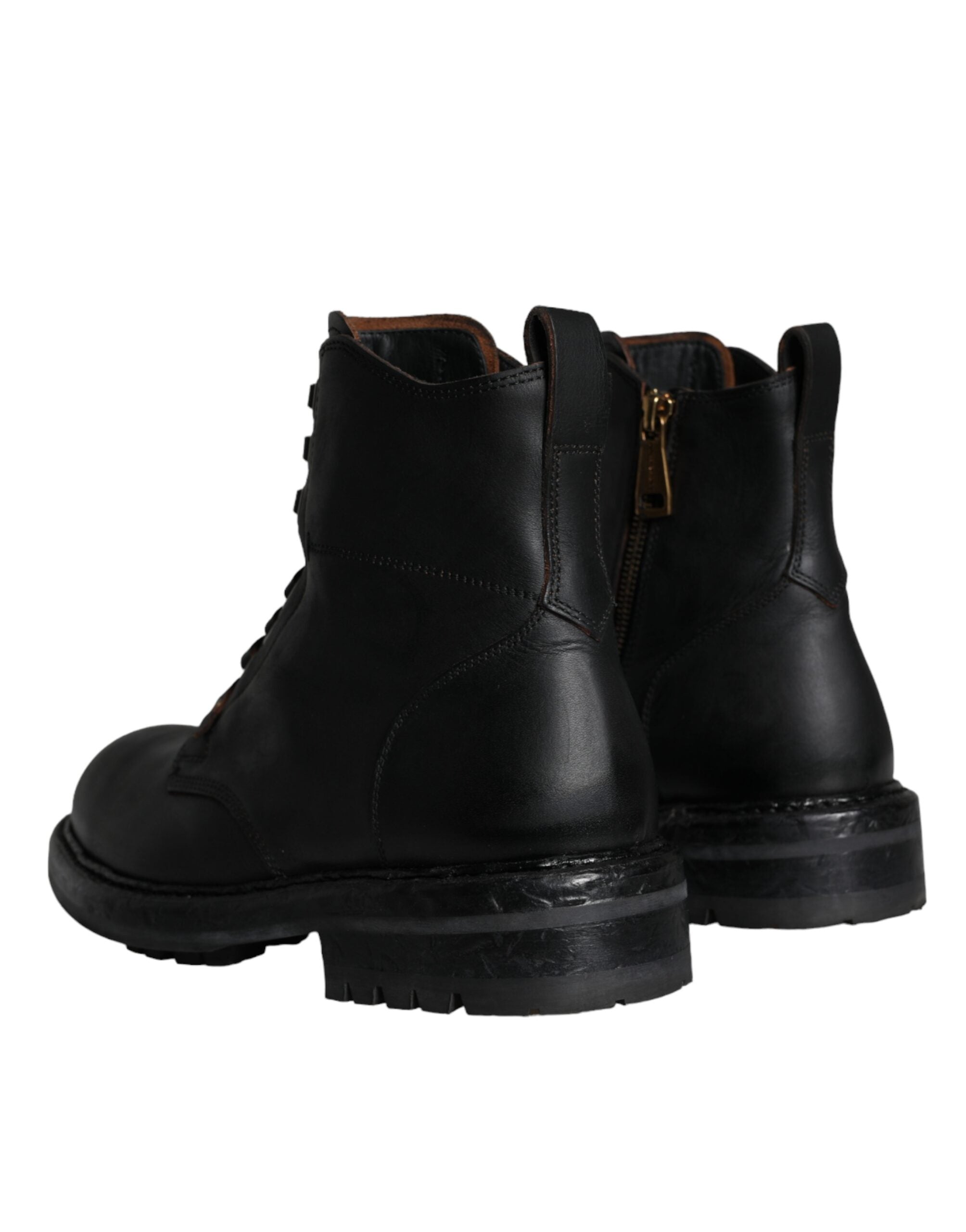Black Lace-up Boots Mid Calf Boots Men Shoes