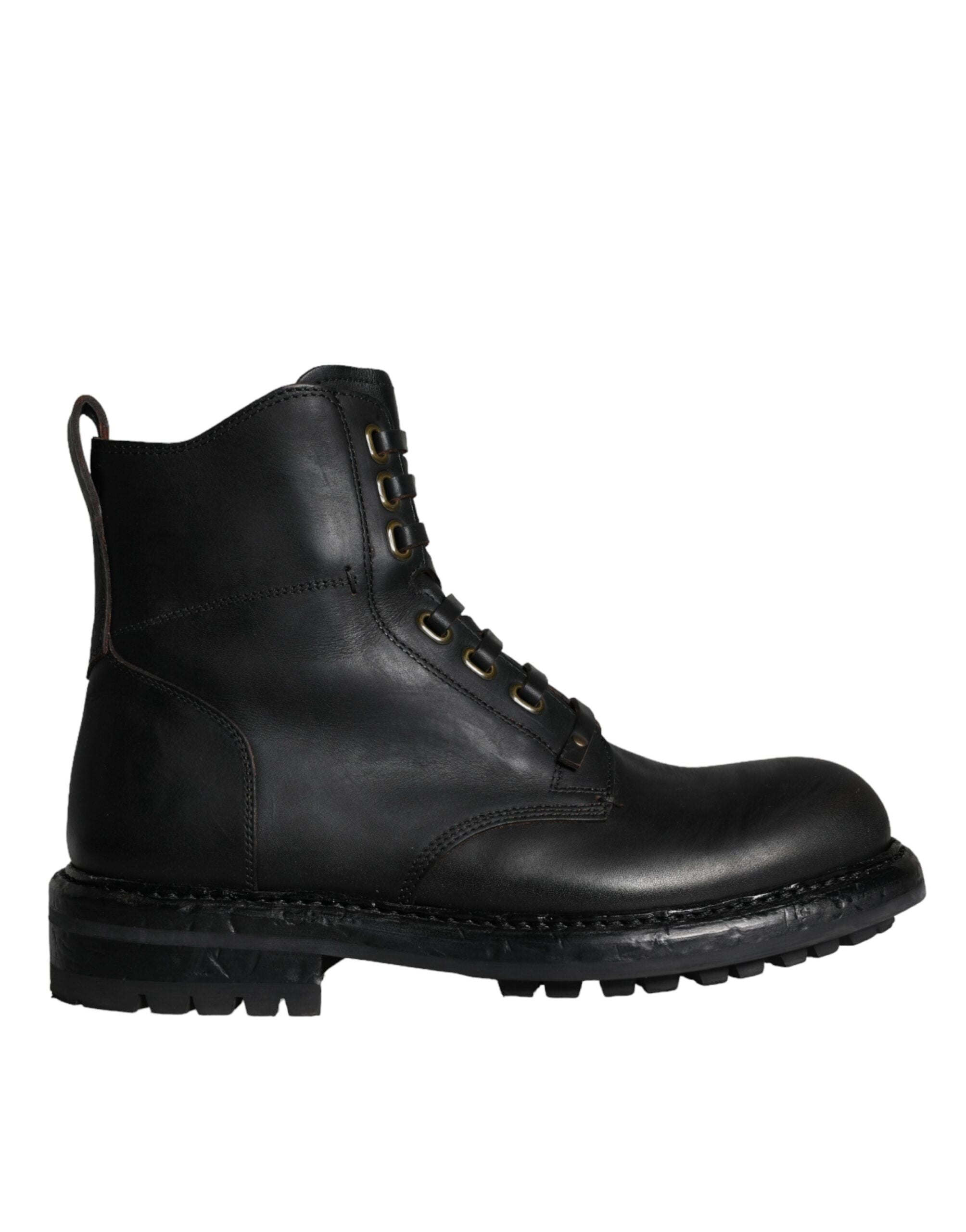 Black Lace-up Boots Mid Calf Boots Men Shoes