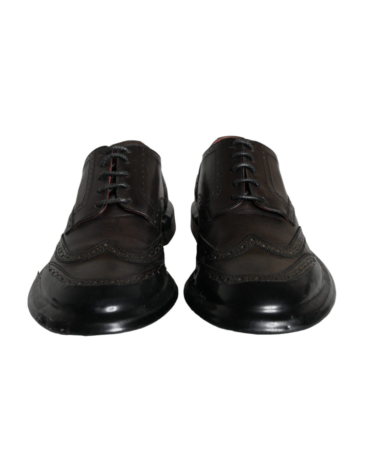 Dolce & Gabbana Schwarzes Leder Oxford Wingtip Formale Männer Schuhe