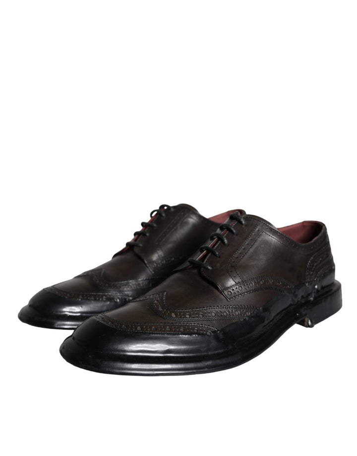 Dolce & Gabbana Schwarzes Leder Oxford Wingtip Formale Männer Schuhe