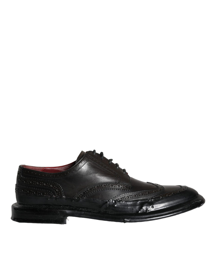 Dolce & Gabbana Schwarzes Leder Oxford Wingtip Formale Männer Schuhe