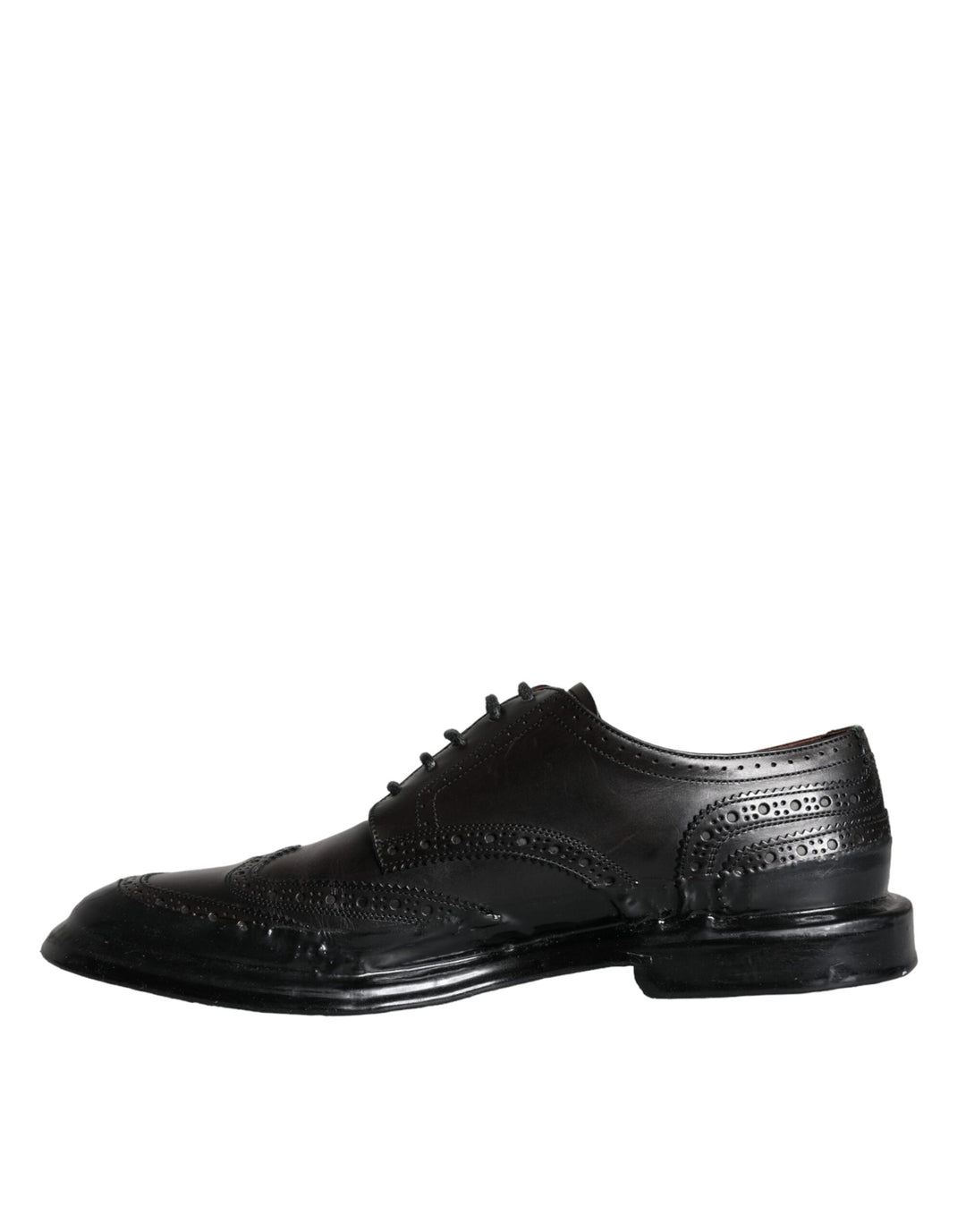 Dolce & Gabbana Schwarzes Leder Oxford Wingtip Formale Männer Schuhe