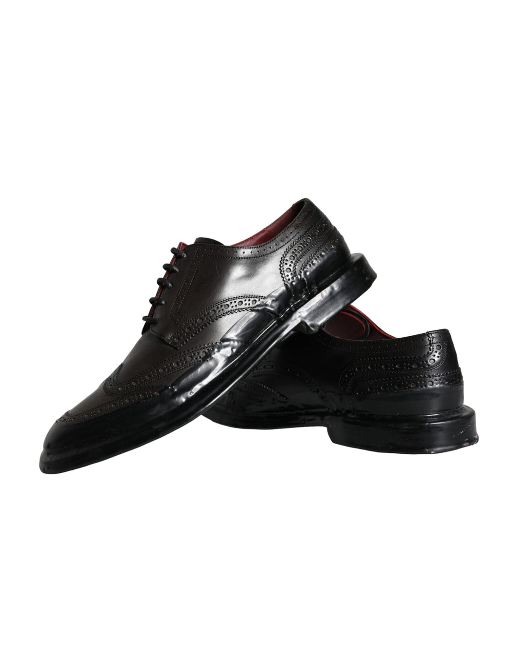 Dolce & Gabbana Schwarzes Leder Oxford Wingtip Formale Männer Schuhe