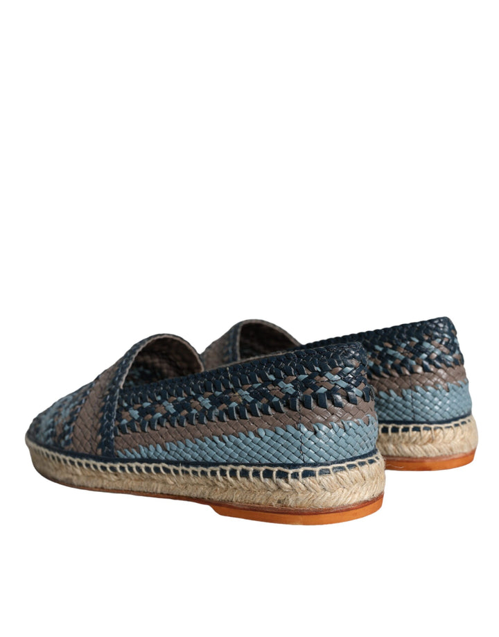 Dolce & Gabbana Blaugraue gewebte Leder Espadrille-Schuhe von Buffalo