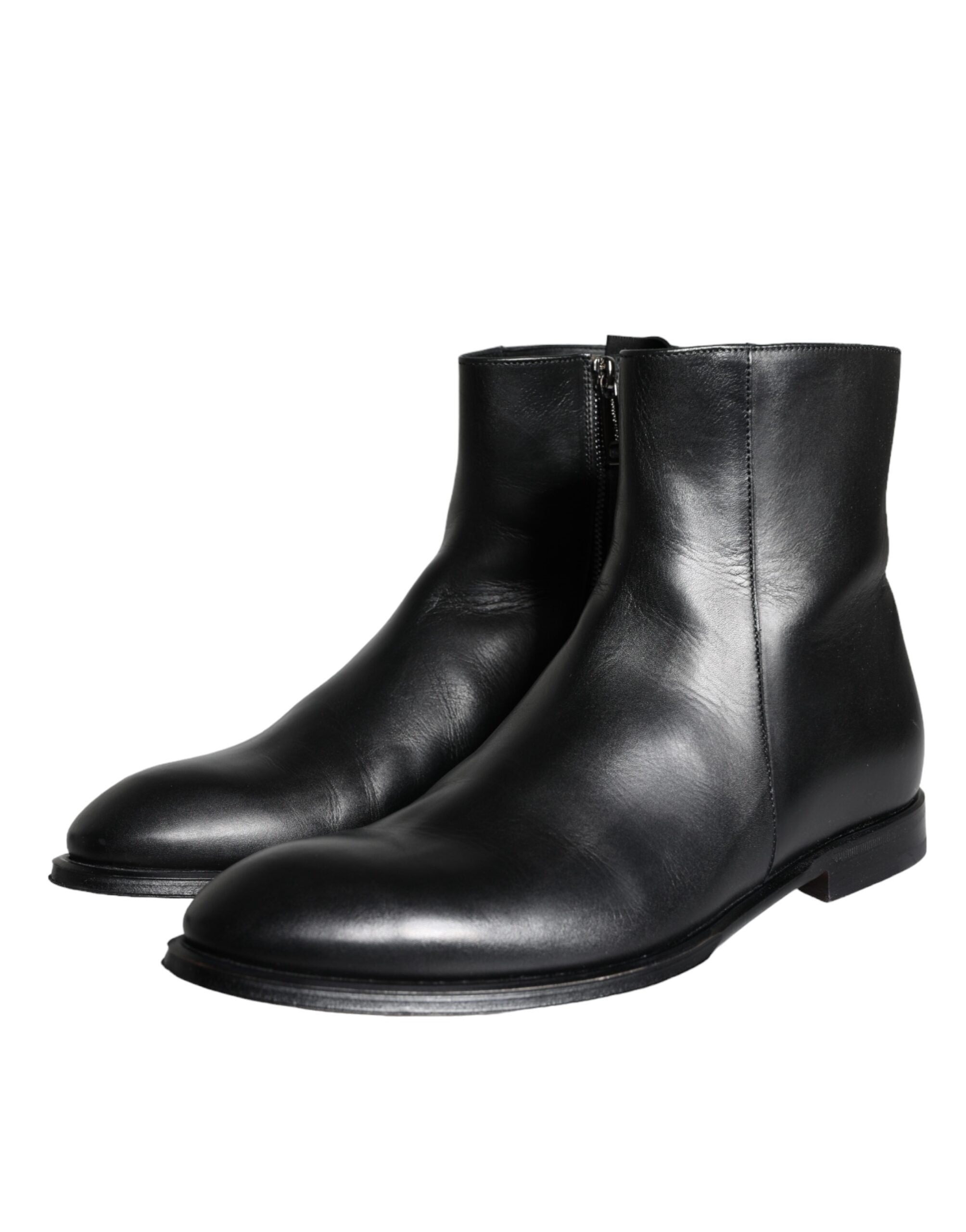 Black calf leather men's boots men's shoes