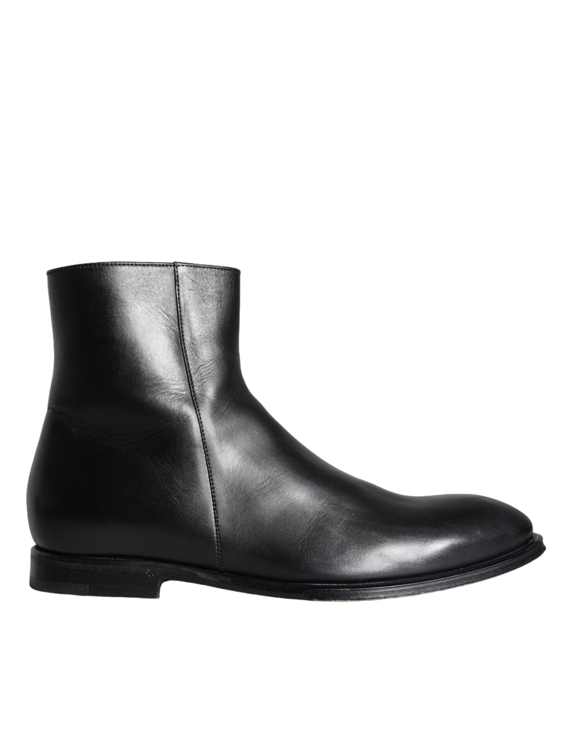Black calf leather men's boots men's shoes