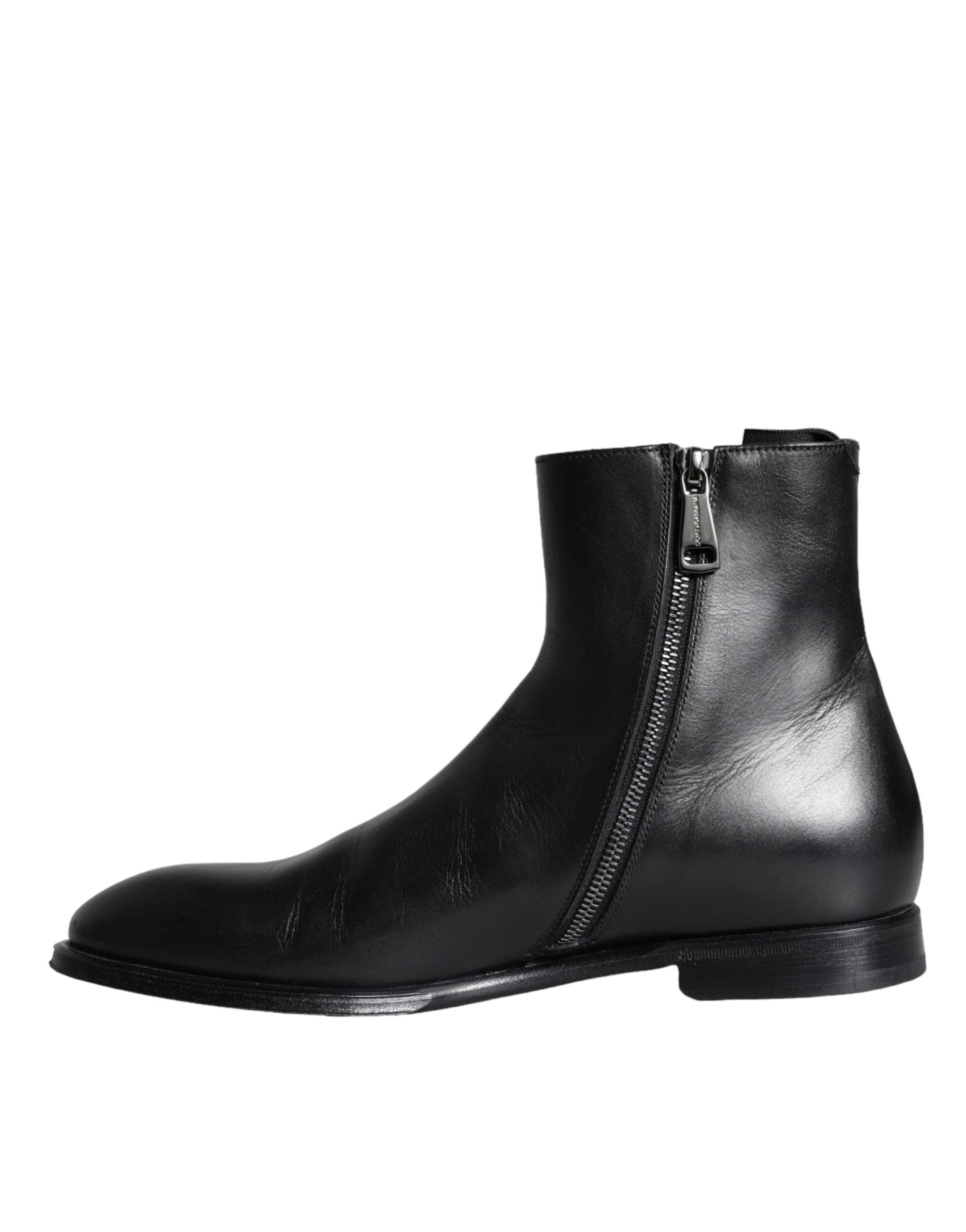 Black calf leather men's boots men's shoes