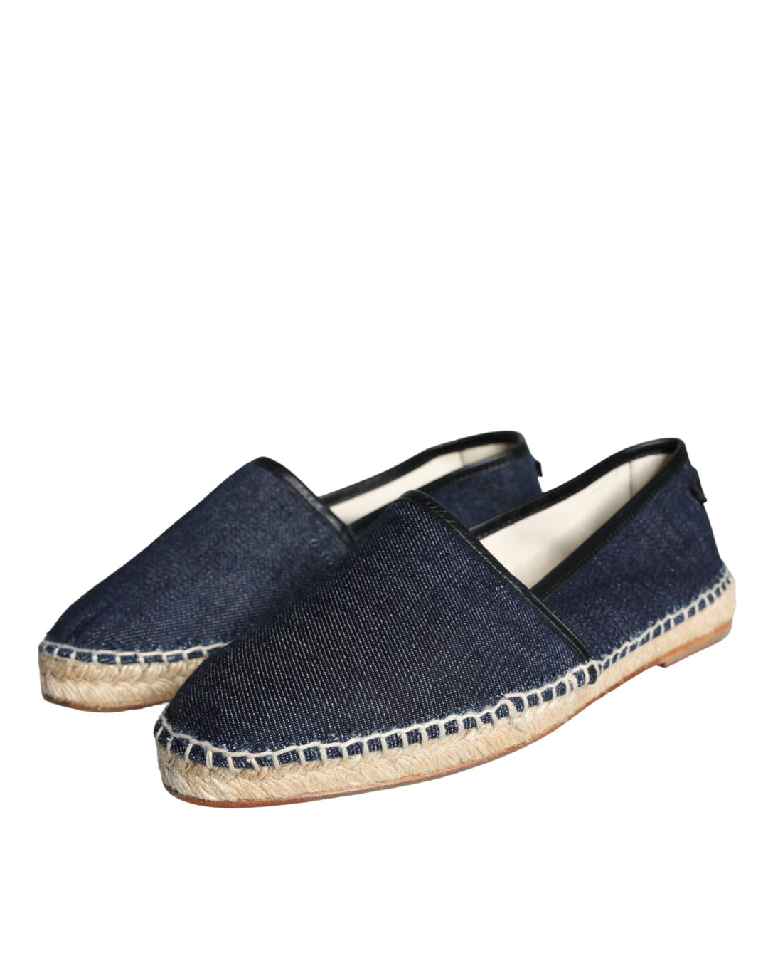 Dolce & Gabbana Blaue Denim Baumwolle Leder Espadrilles Schuhe