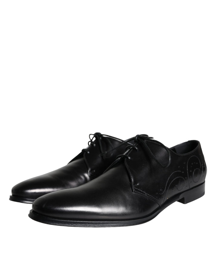 Dolce & Gabbana Schwarzes Kalbsleder Derby Herren Anzugschuhe