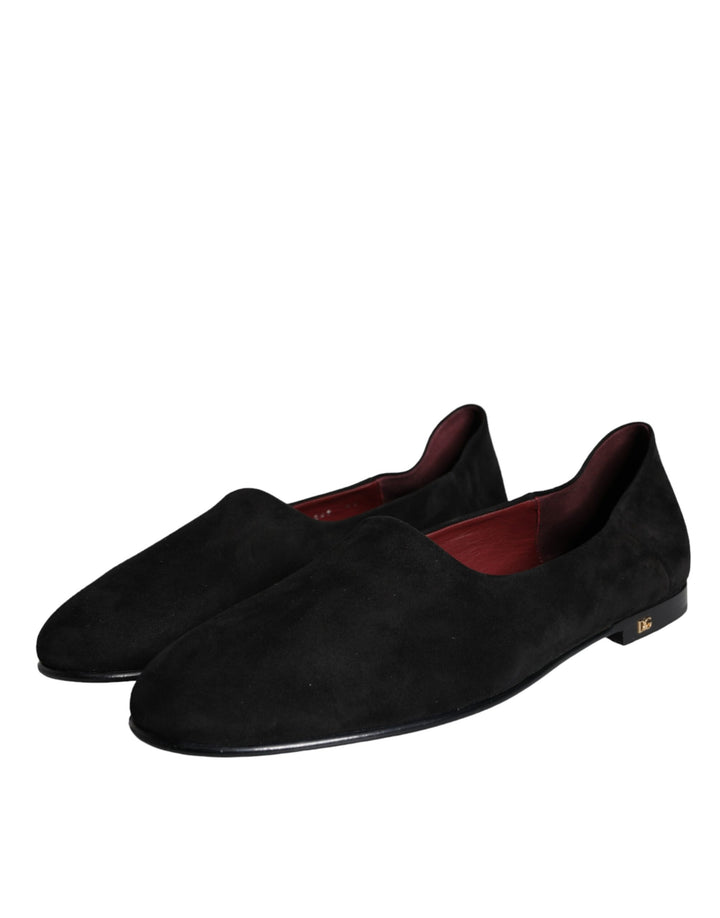 Dolce & Gabbana Schwarz Wildleder Loafers Formal Slip On Schuhe