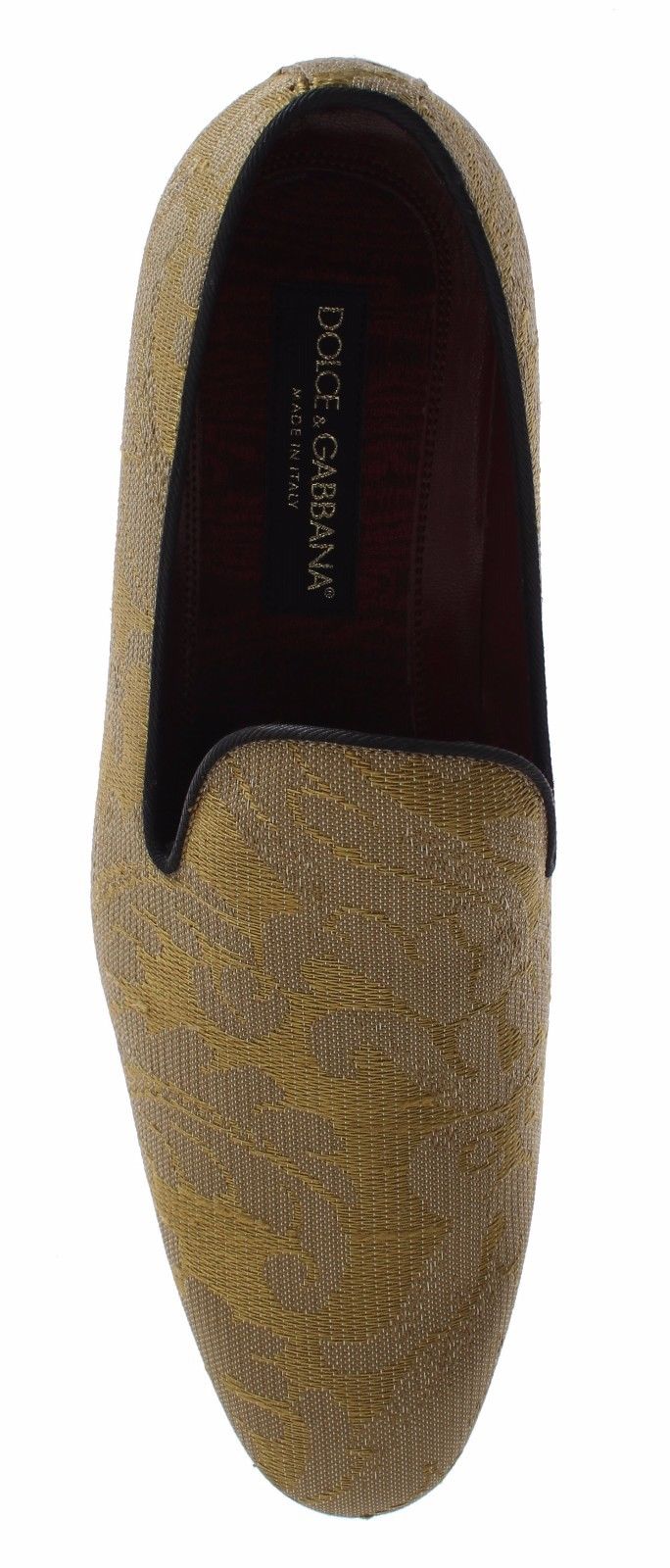 Dolce & Gabbana Goldene barocke Seidenkleid-Loafer