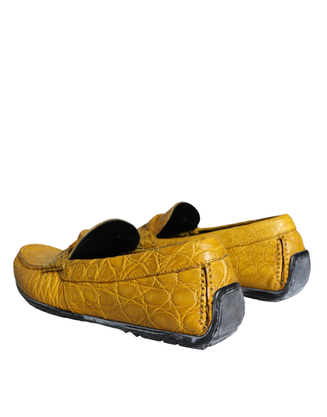 Dolce & Gabbana Gelbe Leder Slip Mocassin Loafers Schuhe