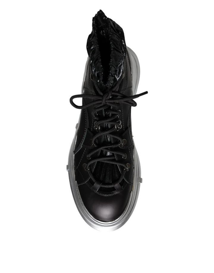 Dolce & Gabbana Schwarz Nylon Galileo High Top Turnschuhe Schuhe