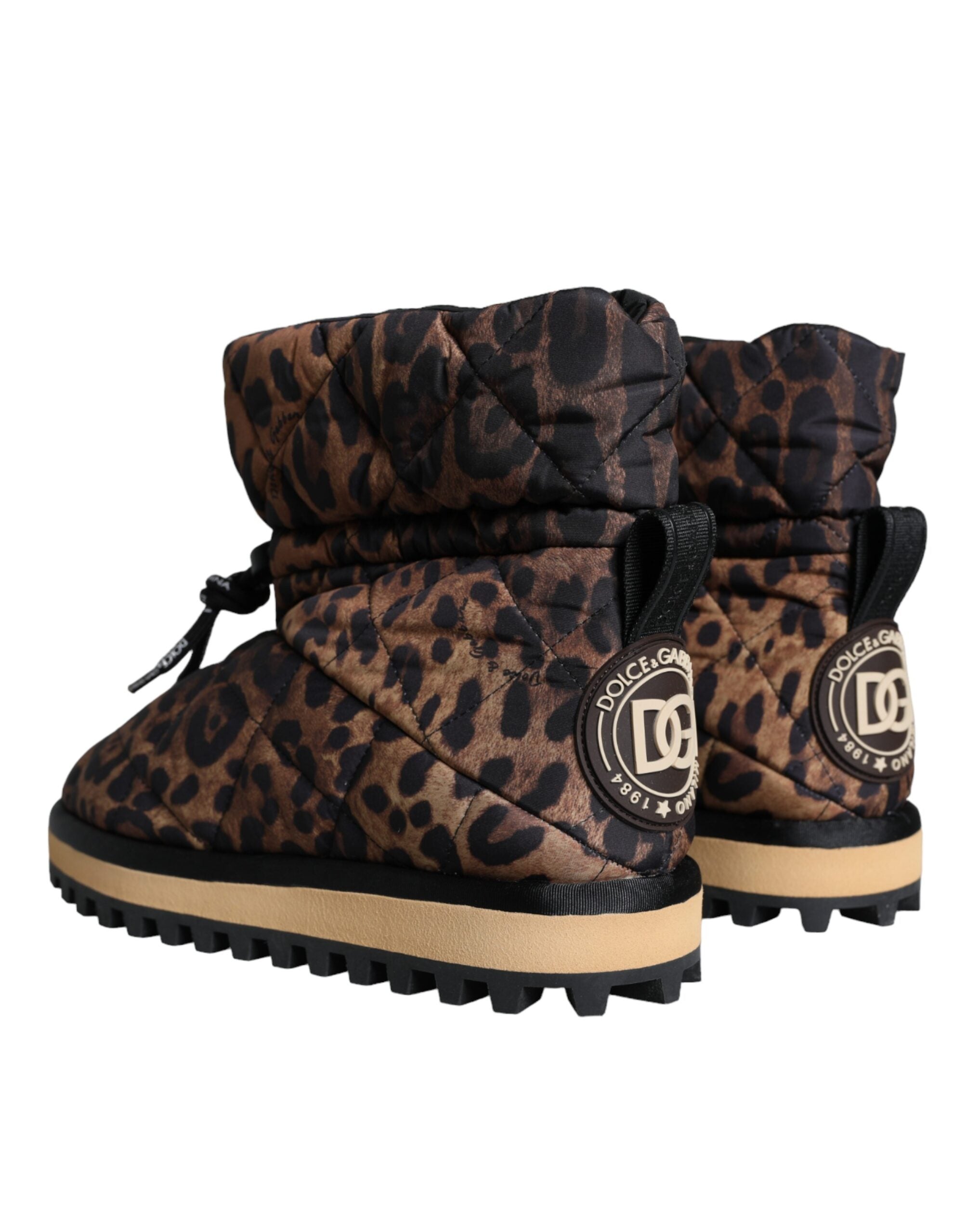 Brown leopard ankle boots padded shoes