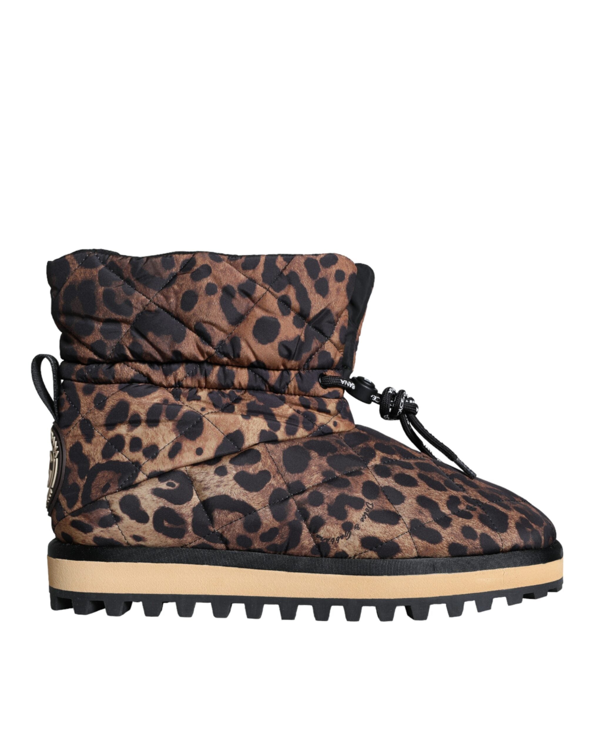 Brown leopard ankle boots padded shoes