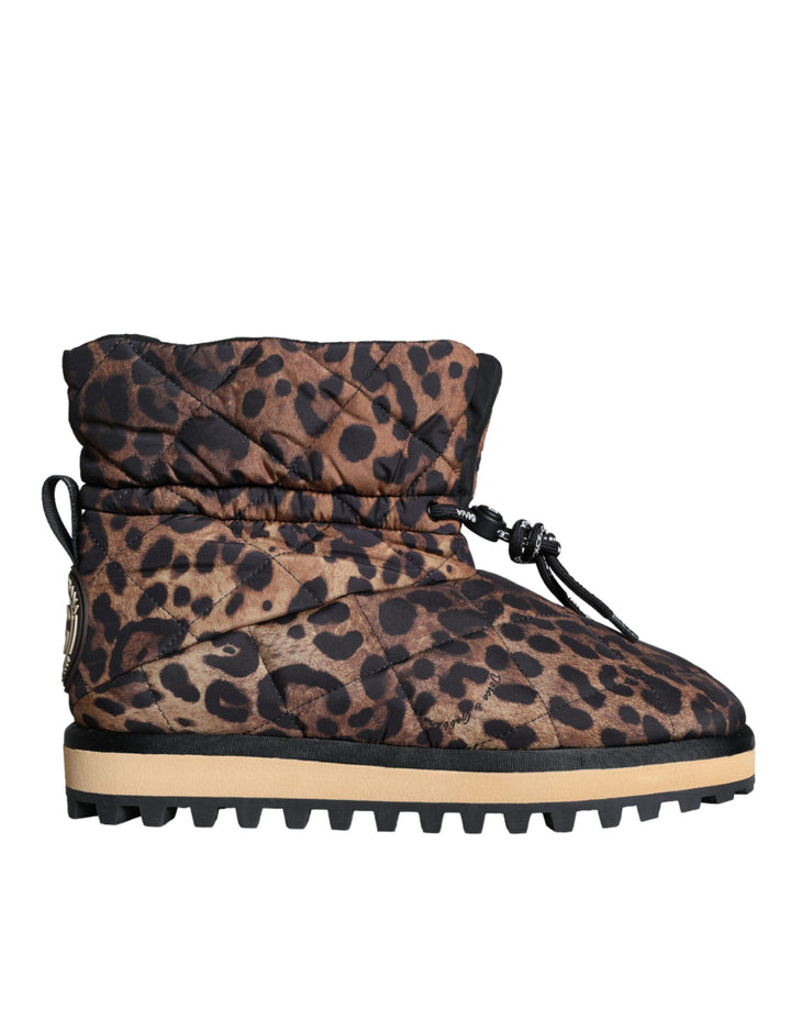 Dolce & Gabbana Braune Leopard-Stiefeletten Gepolsterte Schuhe