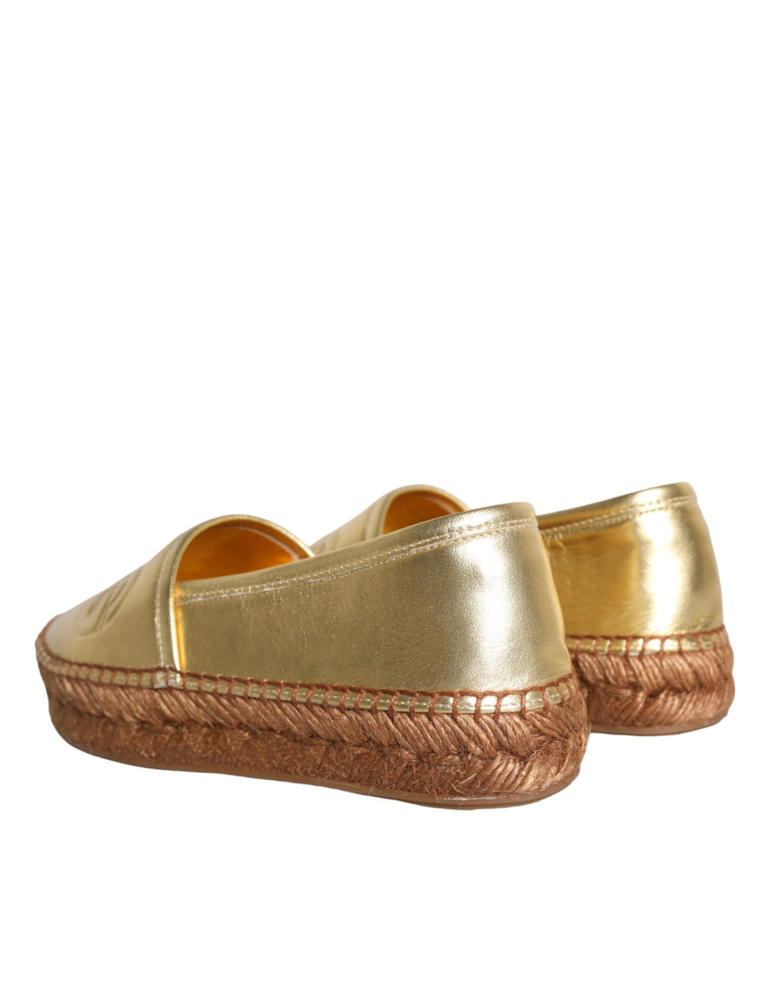 Dolce & Gabbana Gold Leder Loafers Flats Espadrille Schuhe