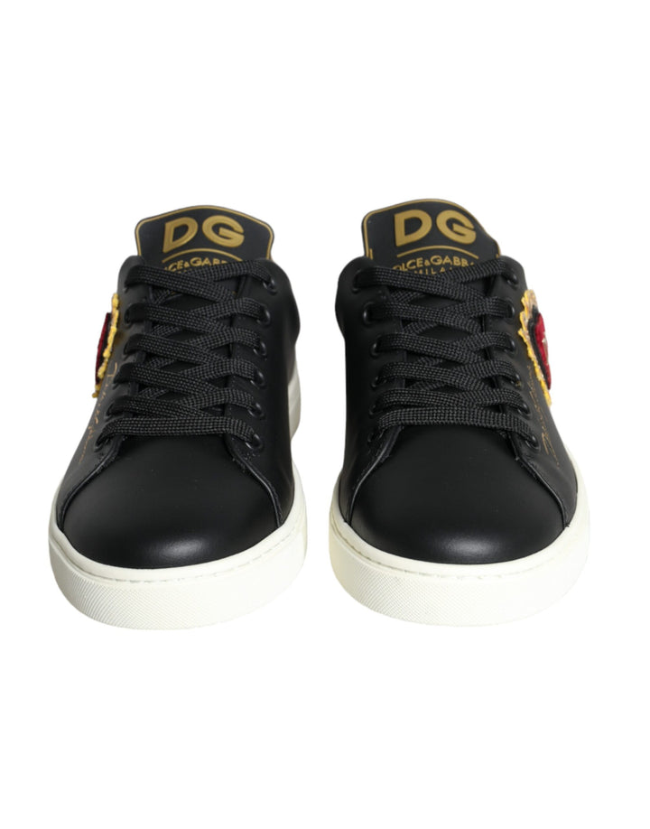 Dolce & Gabbana Schwarz Portofino Sacred Heart Turnschuhe Schuhe