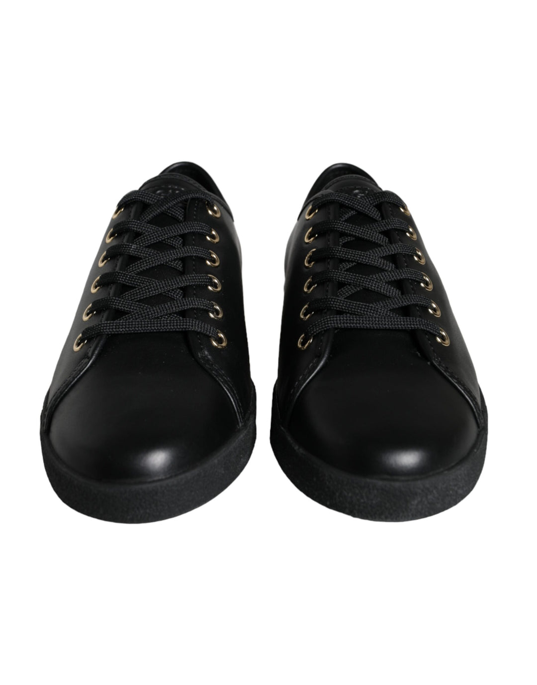 Dolce & Gabbana Schwarz Gold Leder Klassische Sneakers Schuhe