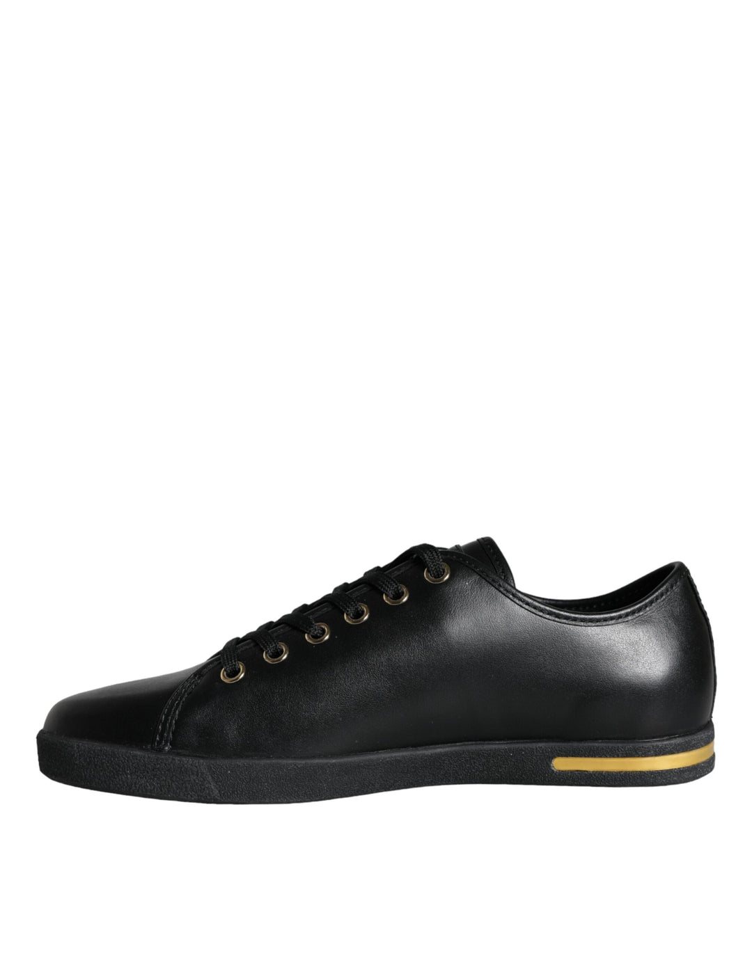 Dolce & Gabbana Schwarz Gold Leder Klassische Sneakers Schuhe