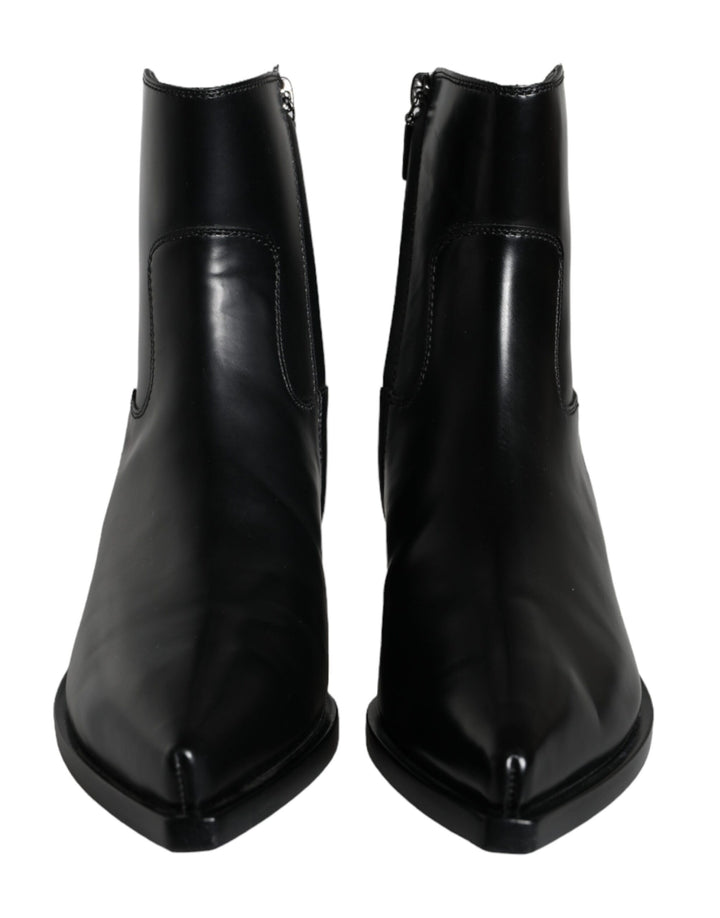 Dolce & Gabbana Schwarze Leder Stiefeletten Booties Schuhe