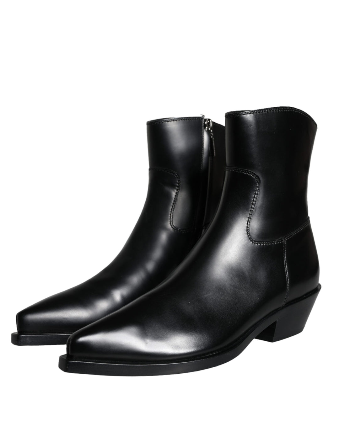 Dolce & Gabbana Schwarze Leder Stiefeletten Booties Schuhe