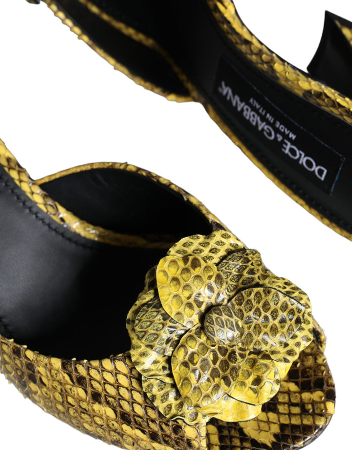 Gelbe Leder Blockabsatz Pantoletten Schuhe