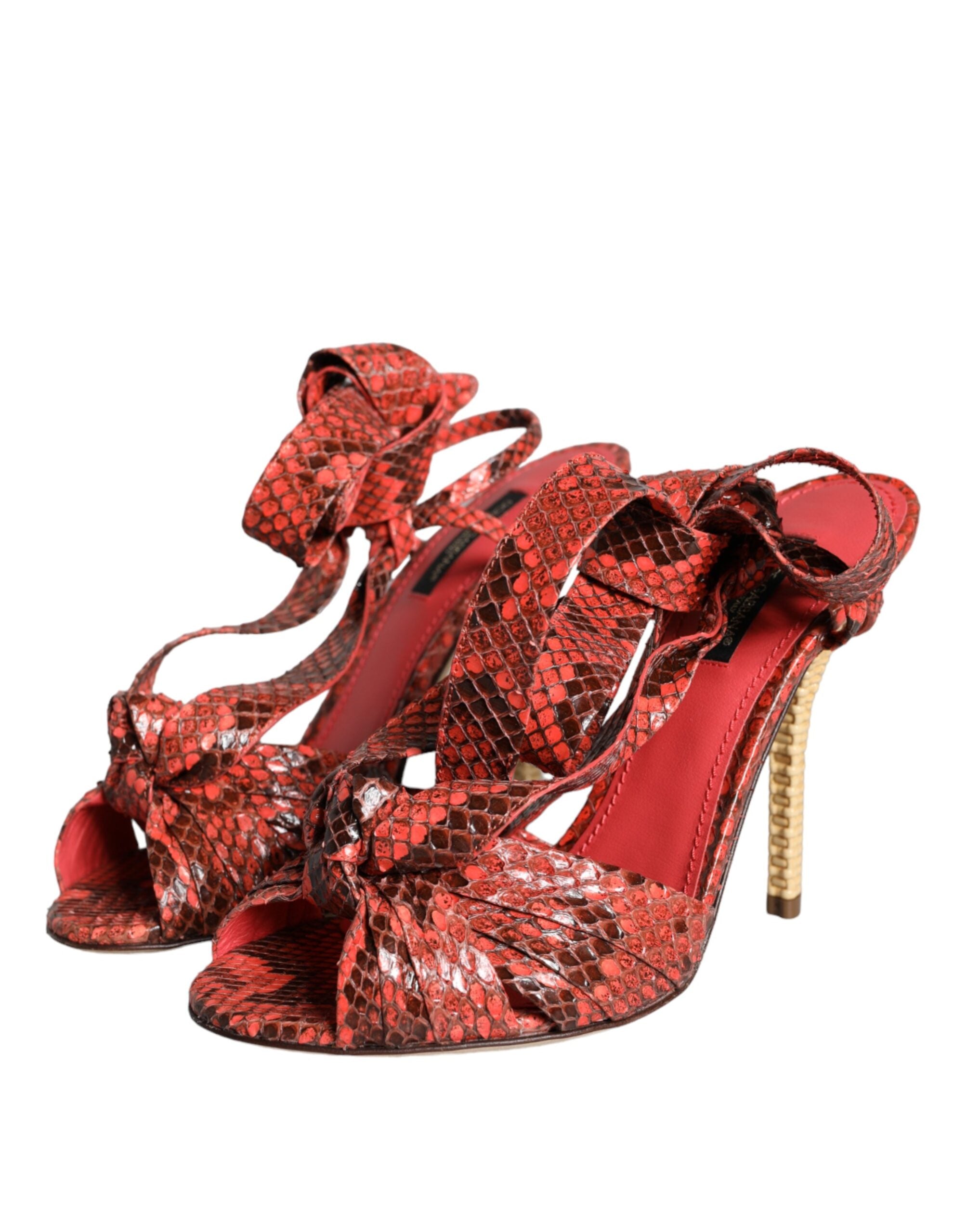 Koralle Exotische Leder Absätze Sandalen Schuhe