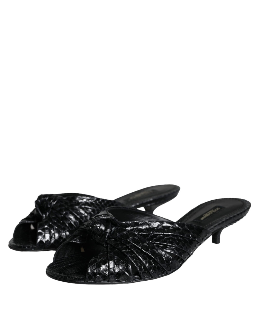Black Leather Heels Sandals Shoes
