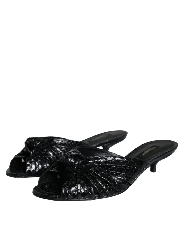 Black Leather Heels Sandals Shoes