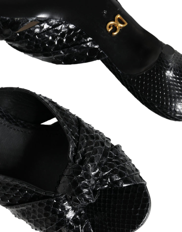 Black Leather Heels Sandals Shoes