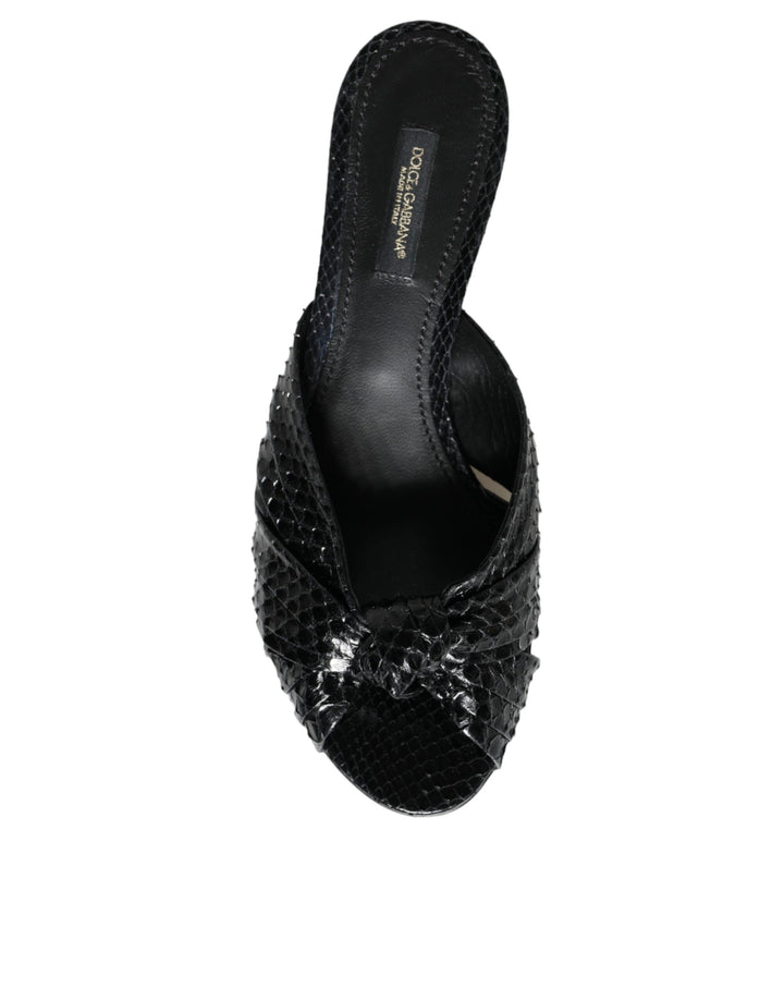 Black Leather Heels Sandals Shoes