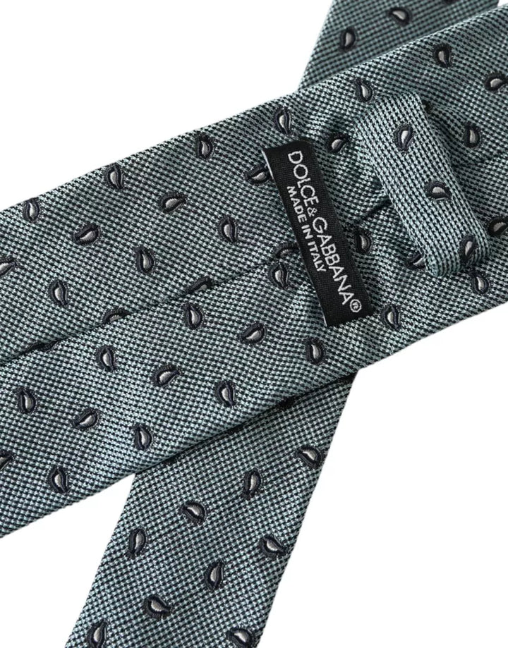 Green patterned men's tie made of 100% silk
