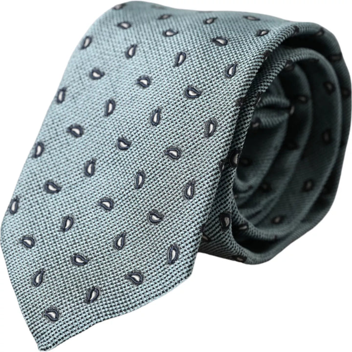 Green patterned men's tie made of 100% silk