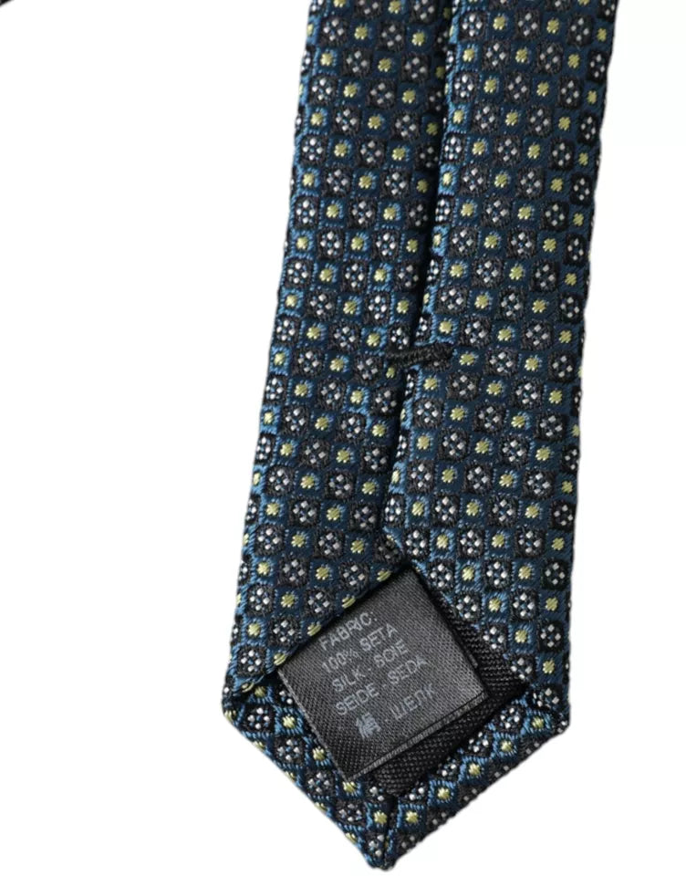 Green patterned 100% silk adjustable men's tie