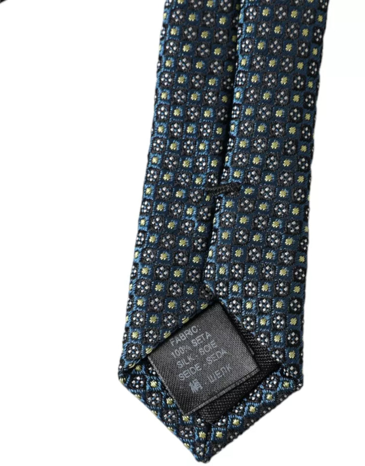 Green patterned 100% silk adjustable men's tie