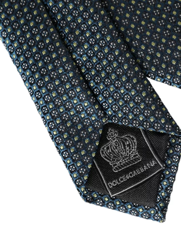 Green patterned 100% silk adjustable men's tie