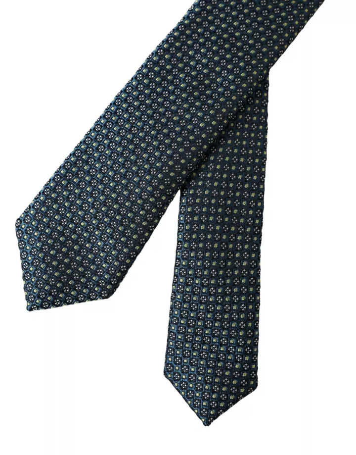 Green patterned 100% silk adjustable men's tie