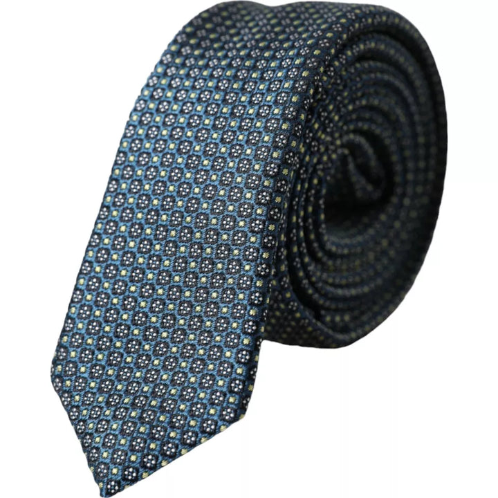 Green patterned 100% silk adjustable men's tie