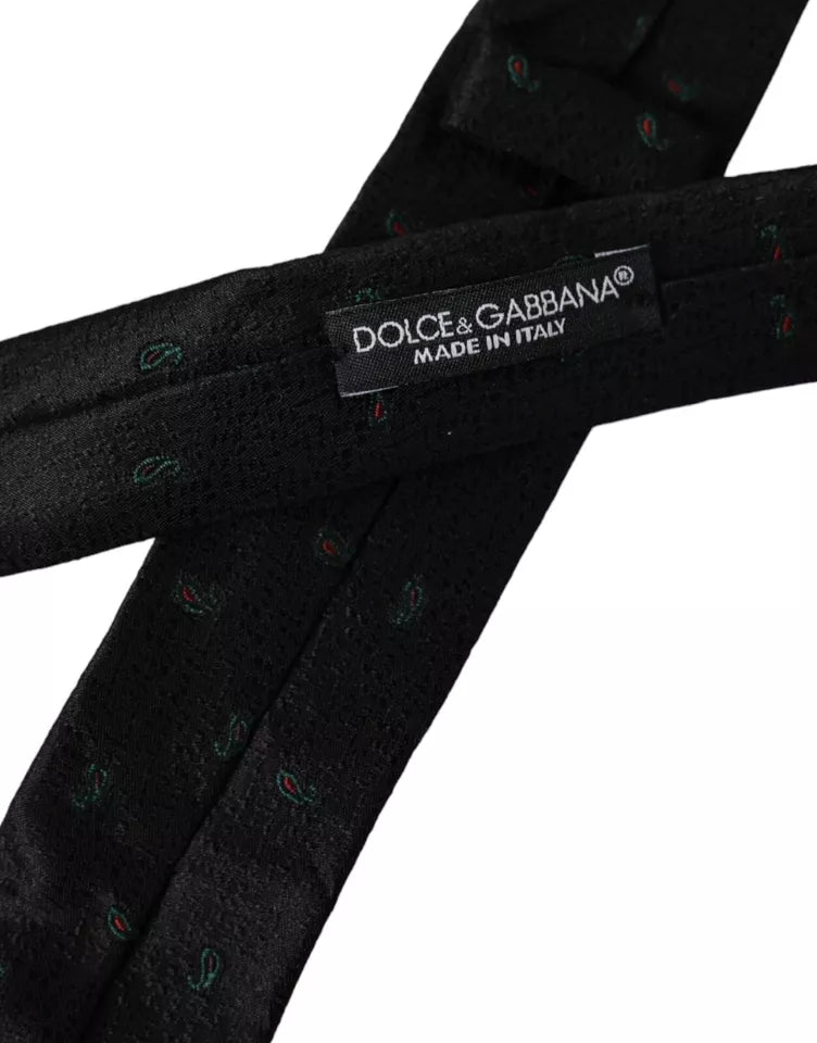 Black Fantasy 100% Silk Adjustable Men's Tie