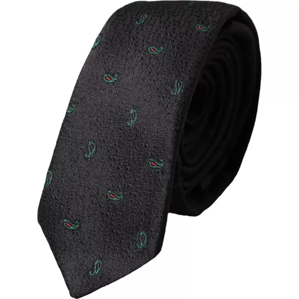 Black Fantasy 100% Silk Adjustable Men's Tie