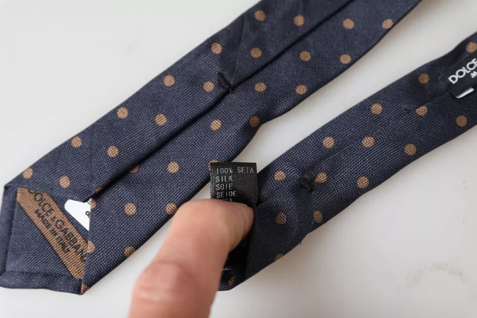 Black dotted fantasy silk tie for men, adjustable