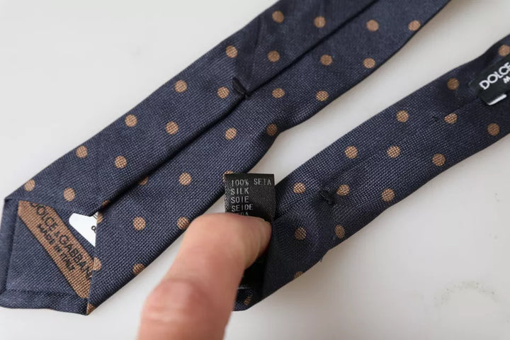 Black dotted fantasy silk tie for men, adjustable