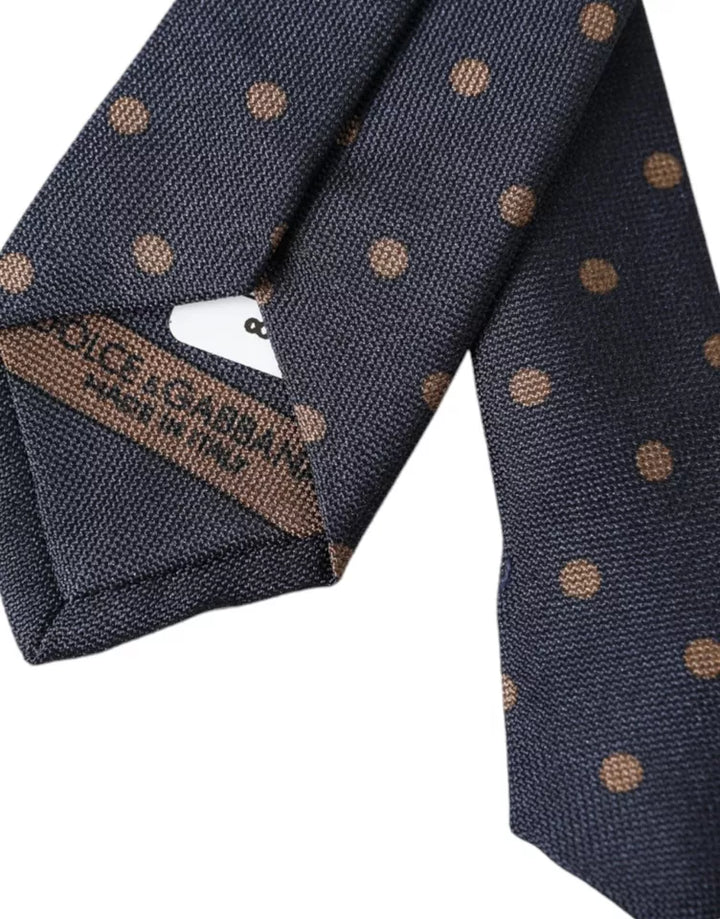 Black dotted fantasy silk tie for men, adjustable